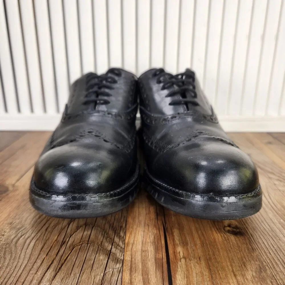 Cole Haan Zerogrand Wingtip Oxfords Mens 9 Black Leather Laser Cut Brogue C23738